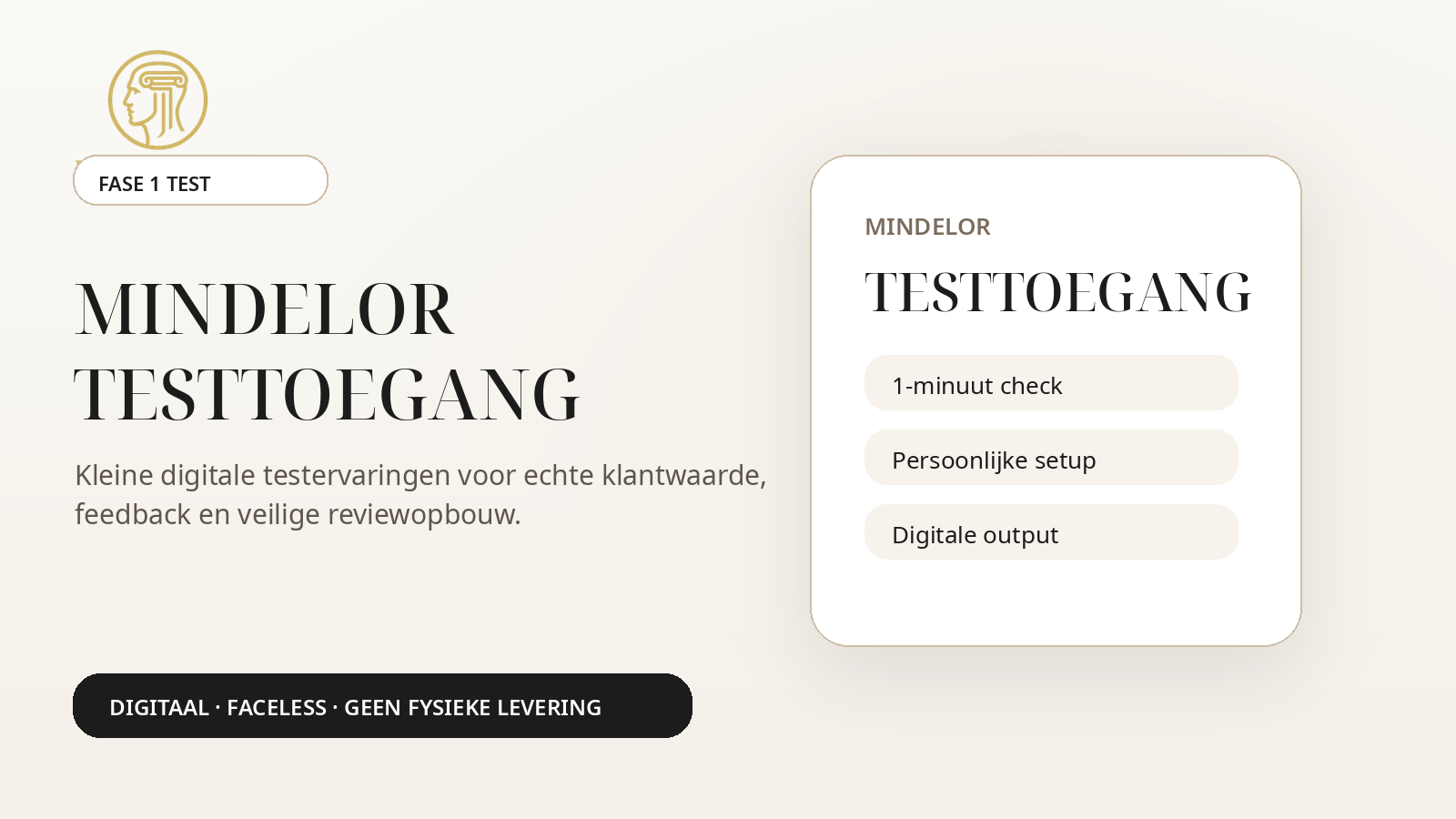 MINDELOR Testtoegang